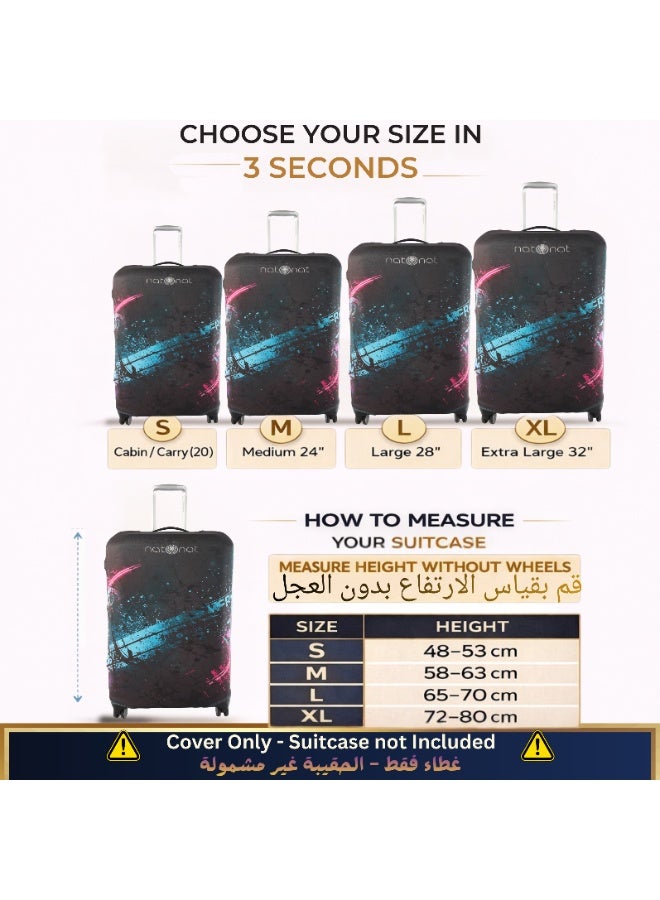 natOnat Travel Luggage Cover Protector - Suitcase Cover - Stretchy, Washable Spandex & Polyester - Protects Against Dirt & Scratches - Urban Vibes Design - Fits 72-81 CM Height ( X Large ) - Image 2